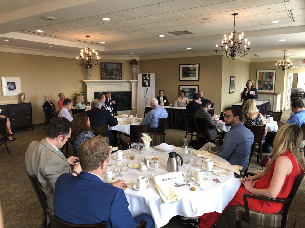 The CNAS delegation enjoys a lunch with local business leaders hosted by the Western Michigan World Affairs Council & Trade Association 