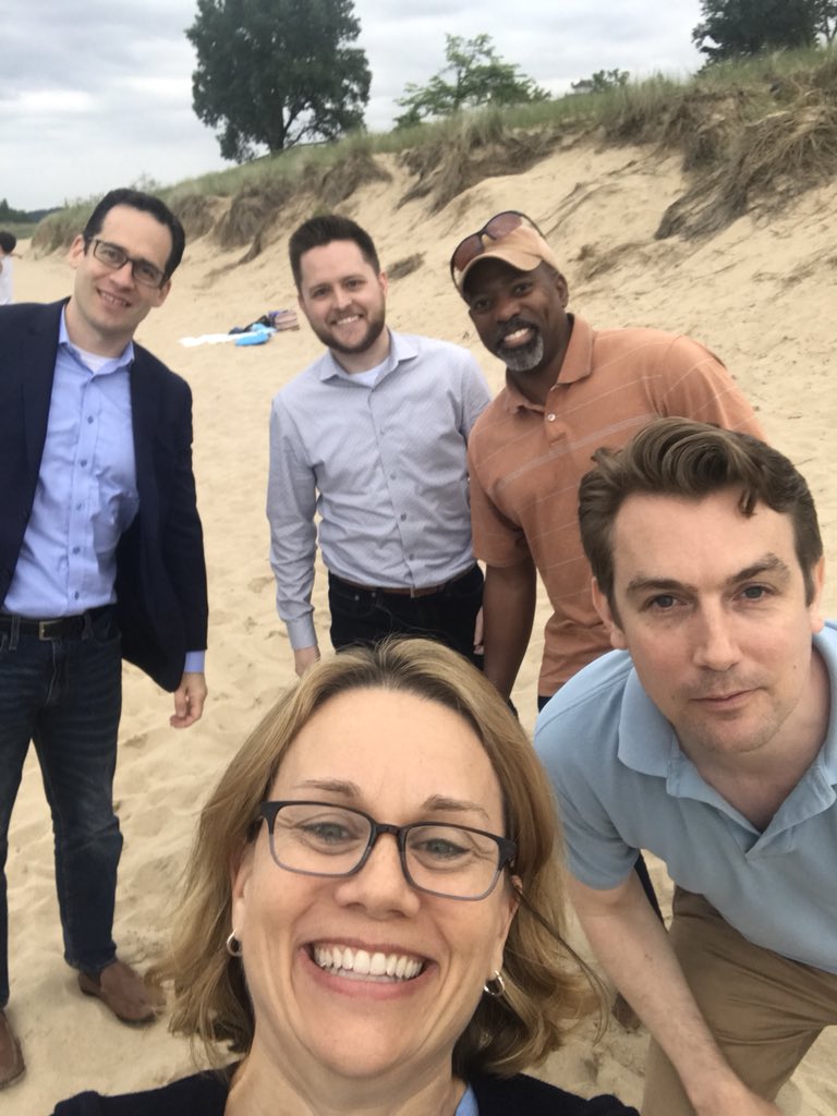 The CNAS team takes a break from their foreign policy discussions to enjoy the beautiful shores of Lake Michigan.