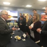 Lord Browne chats with Utah business leaders after the panel discussion at WTC Utah 