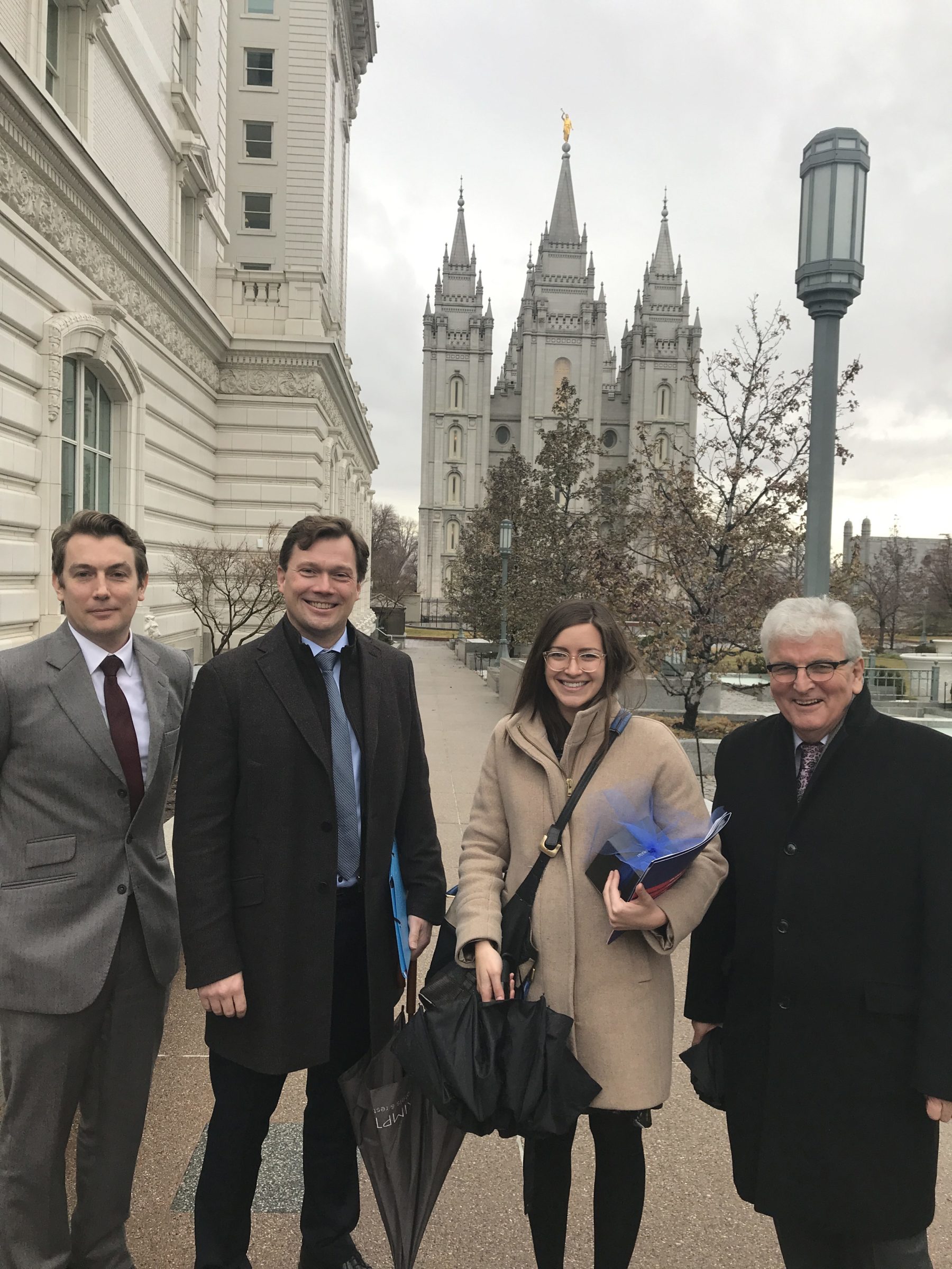 The team takes a stroll through Temple Square in downtown Salt Lake City, Utah 