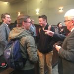Lord Browne chats with some political science undergrads at the University of Utah 