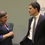 Ambassador Toria Nuland and the Rt. Hon. David Miliband chat one-on-one in Tampa, Florida 