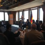 Julianne Smith asks the panel about US trade with Europe at the lunch hosted by World Trade Center Tampa Bay Area 