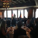 Julianne Smith welcomes the crowd of local business leaders that attended the lunch hosted by the World Trade Center Tampa Bay Area 