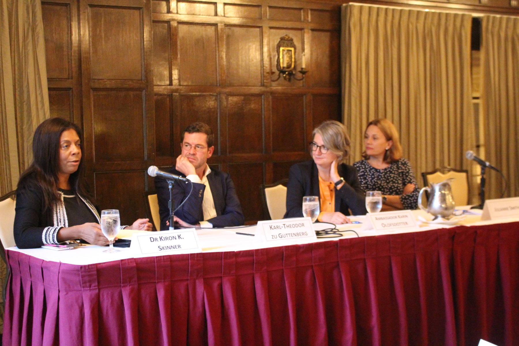 October 19- Dr. Kiron Skinner, Karl-Theodor zu Guttenberg, Ambassador Karin Olofsdotter, and Julianne Smith take part in a public event at the Omni William Penn Hotel co-hosted with the World Affairs Council of Pittsburgh. 